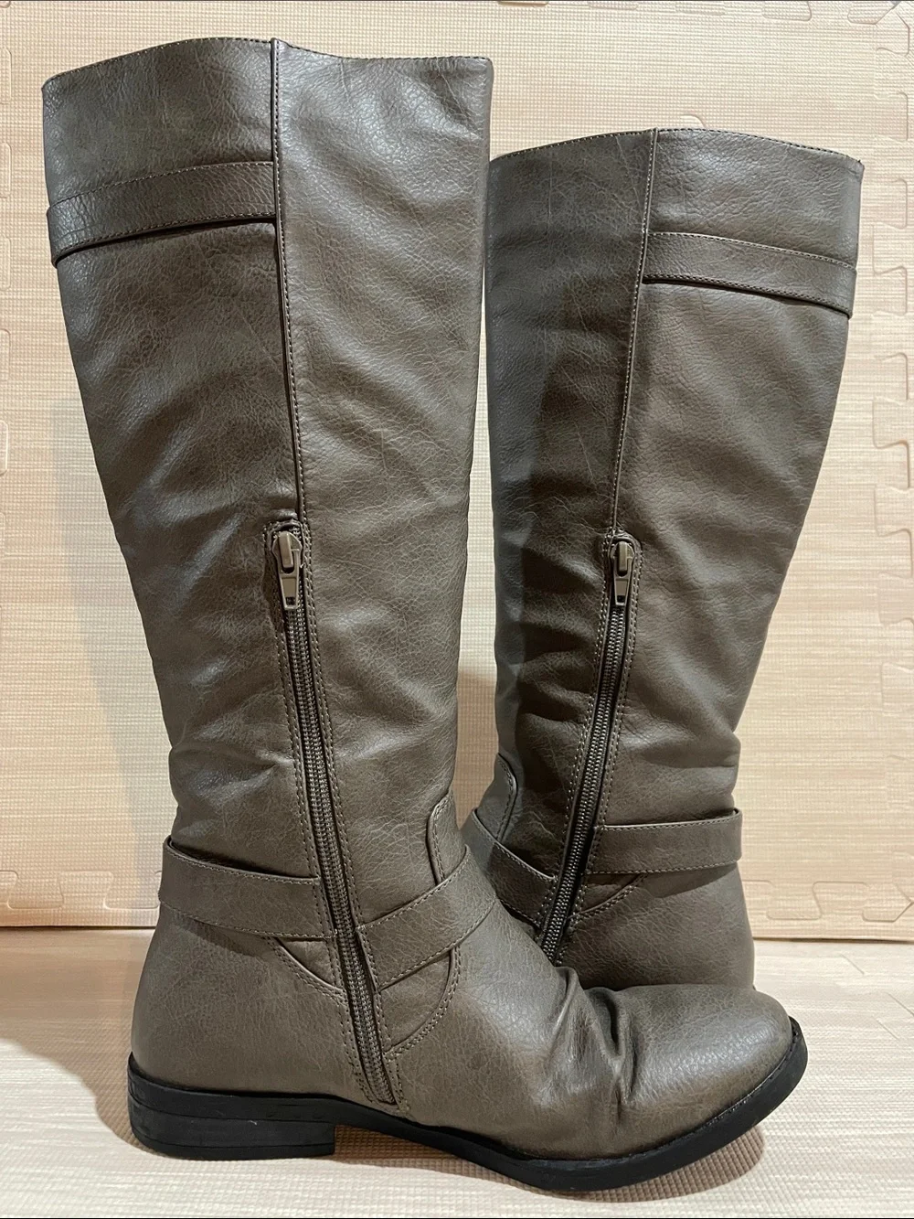 Rampage Tall Buckle Boots - Gray